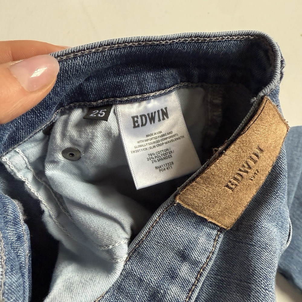 Edwin Anthropologie Elin Crop Straight Jeans Size 25 Wavelength‎ Wash Slim - Picture 4 of 8